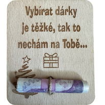 Dřevěná dárková karta na peníze - Vánoce