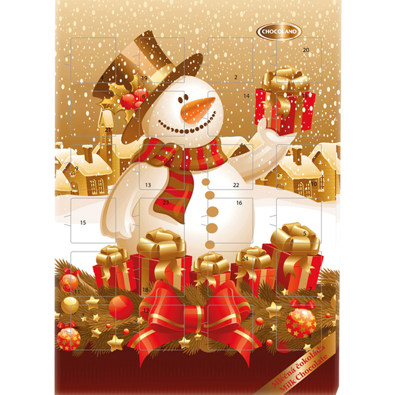 Adventní kalendář Sněhulák s mašlí 50g