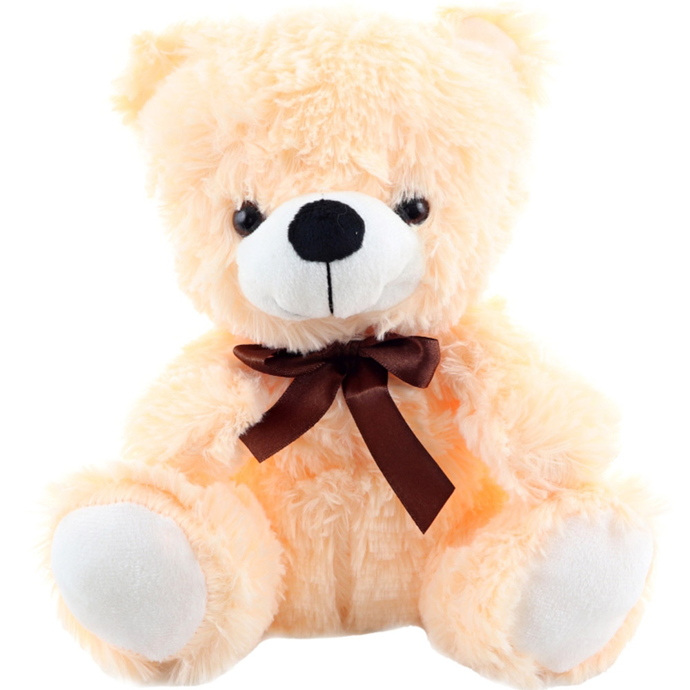 Světlý plyšový medvídek s mašlí - 25 cm