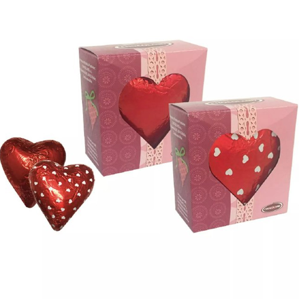 Červené čokoládové srdce v krabičce