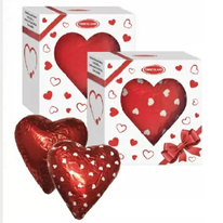 Červené čokoládové srdce v krabičce