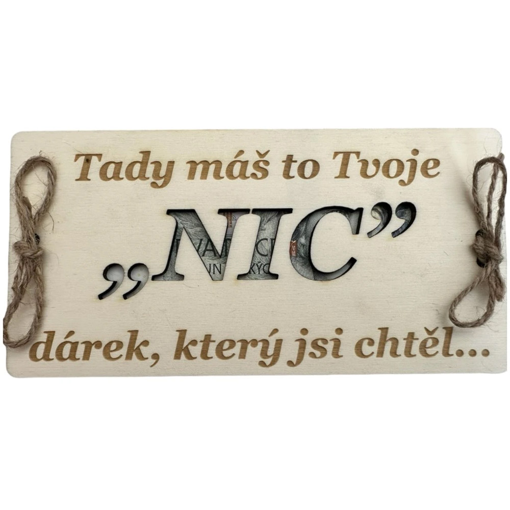 Dřevěná dárková obálka - NIC
