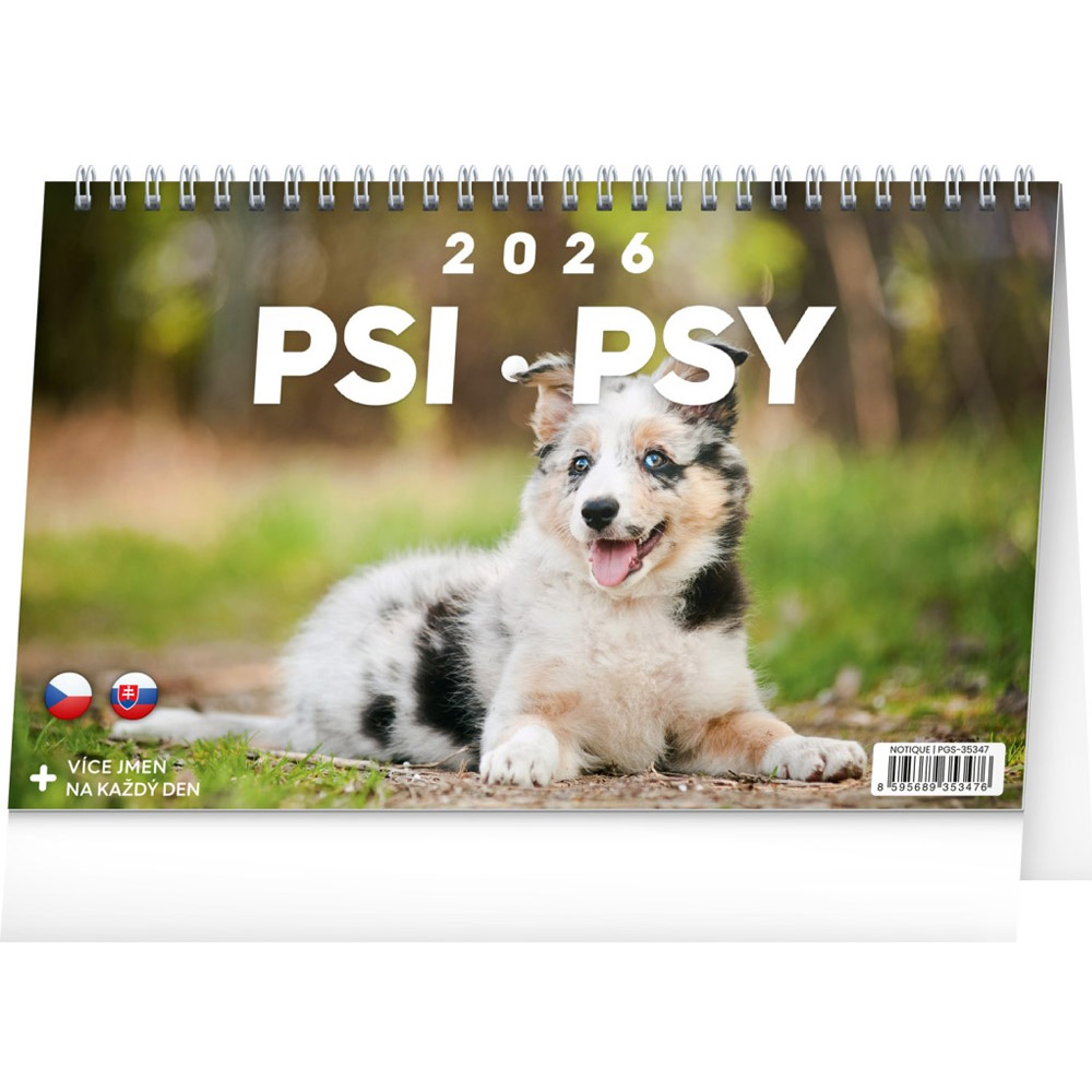 Kalendář 2026 stolní: Psi - Psy, 23 x 14,5 cm