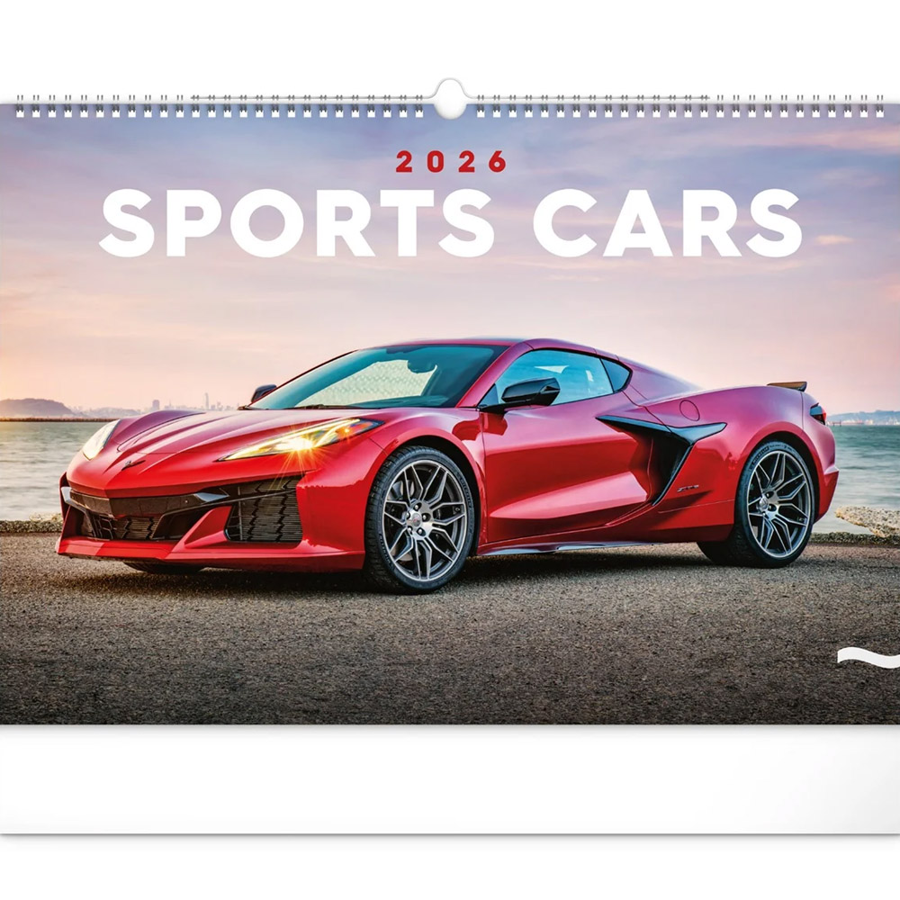 Kalendář 2026 nástěnný Auta 48 x 33 cm