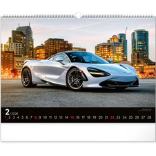Kalendář 2026 nástěnný Auta 48 x 33 cm