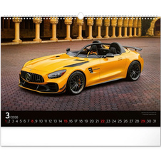 Kalendář 2026 nástěnný Auta 48 x 33 cm