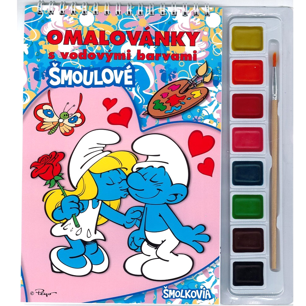 Šmoulové - Omalovánky s vodovými barvami a štětcem
