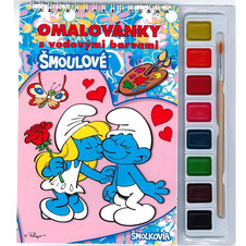 Šmoulové - Omalovánky s vodovými barvami a štětcem