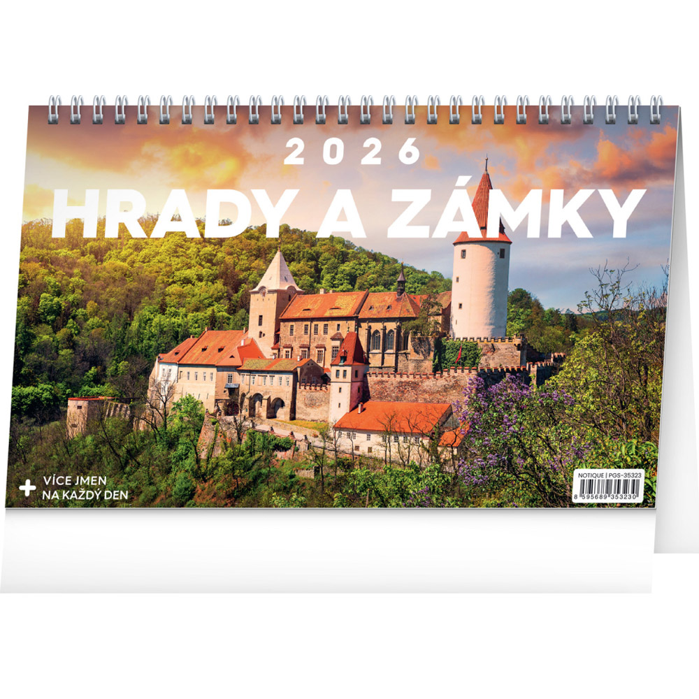 Kalendář 2026 stolní: Hrady a zámky, 23,1 x 14,5 cm