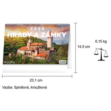 Kalendář 2026 stolní: Hrady a zámky, 23,1 x 14,5 cm