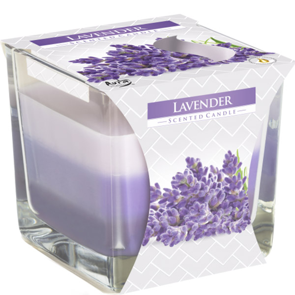 Duhová svíčka ve skle - Levandule