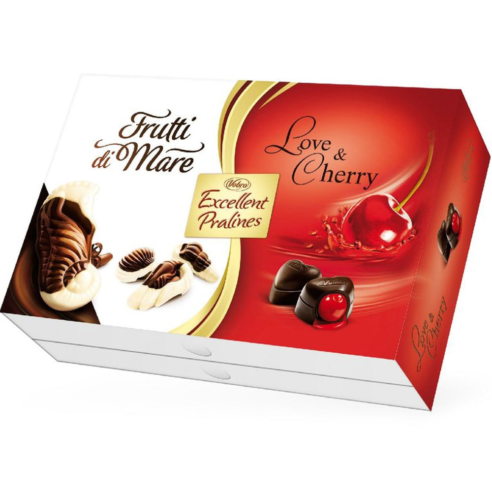Dvoupatrová bonboniéra višně a plody moře 338 g