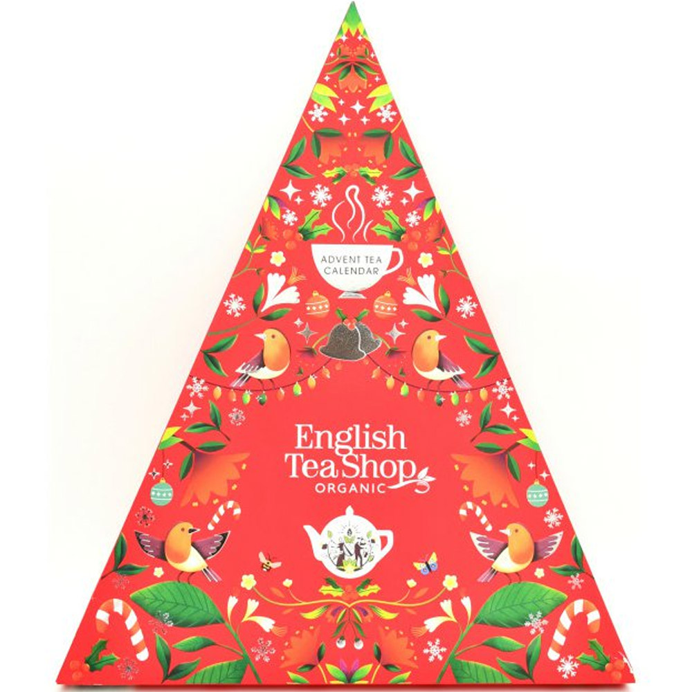 Čajový adventní kalendář trojúhelník červený 25 sáčků