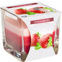 Duhová svíčka ve skle - Jahoda