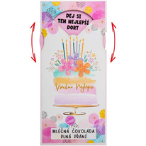 Dárková interaktivní čokoláda k narozeninám s dortem 100 g