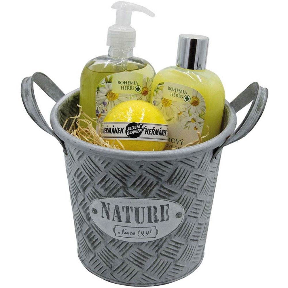 Dárkový plechový box – kosmetika s heřmánkem