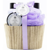 Kosmetický set dřevěný košík Levandule