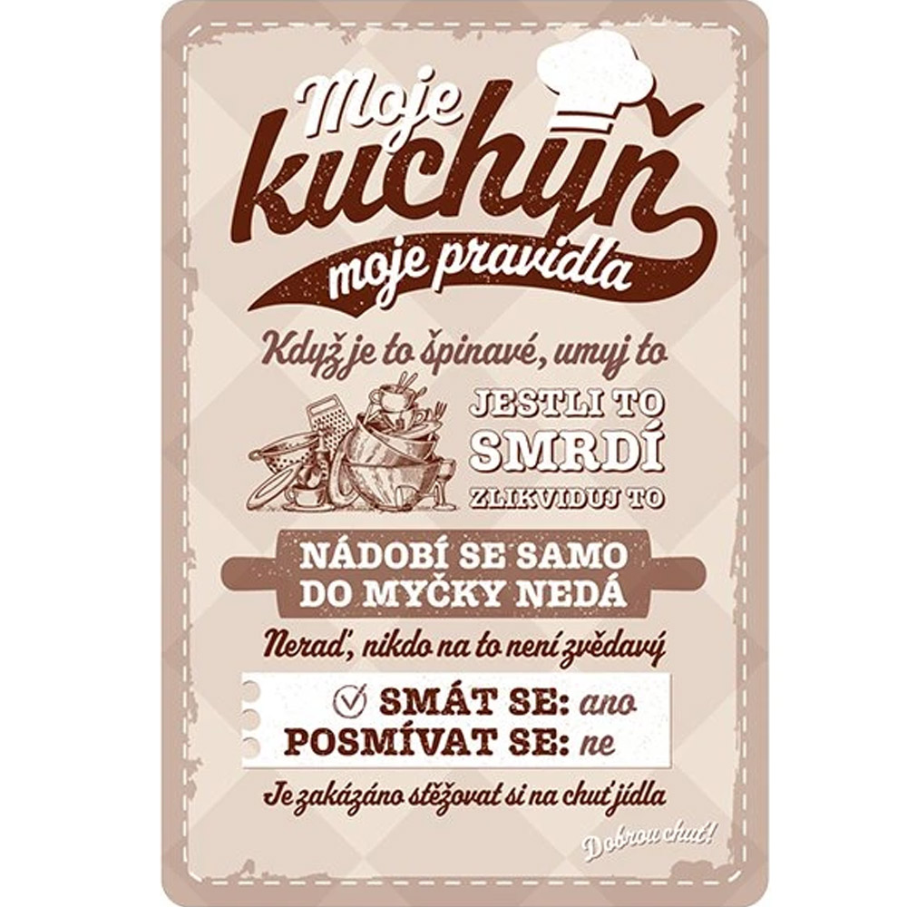 Plechová cedule Kuchyňská pravidla