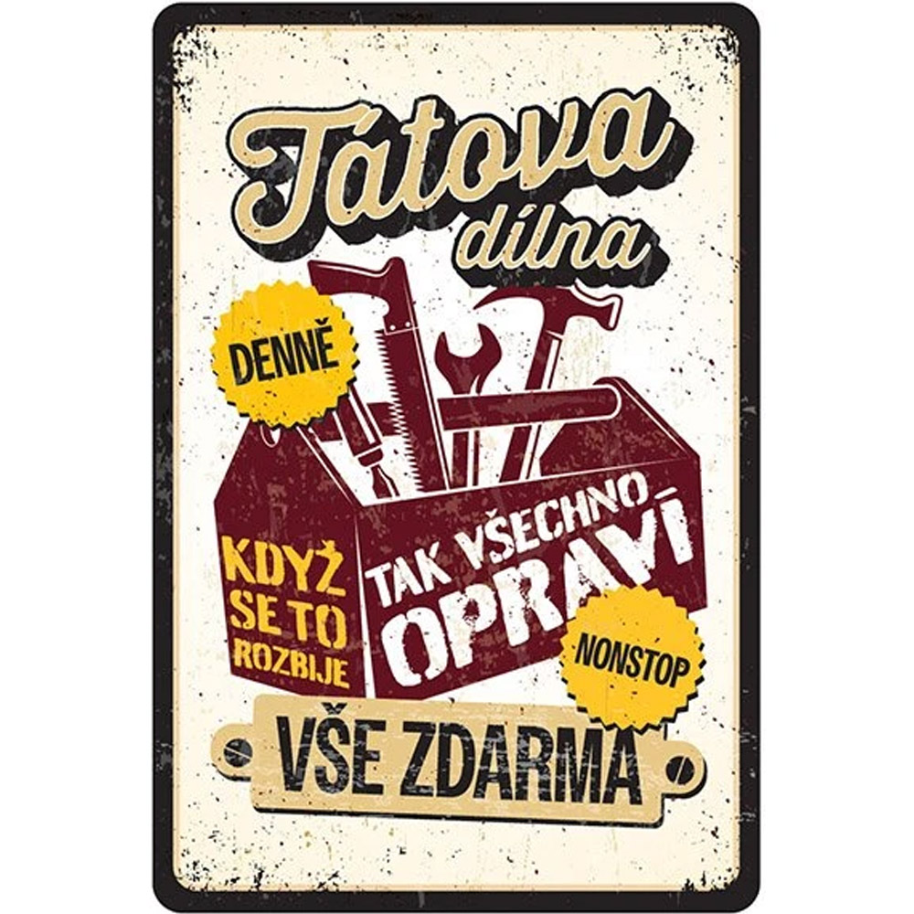 Plechová cedule Tátova dílna