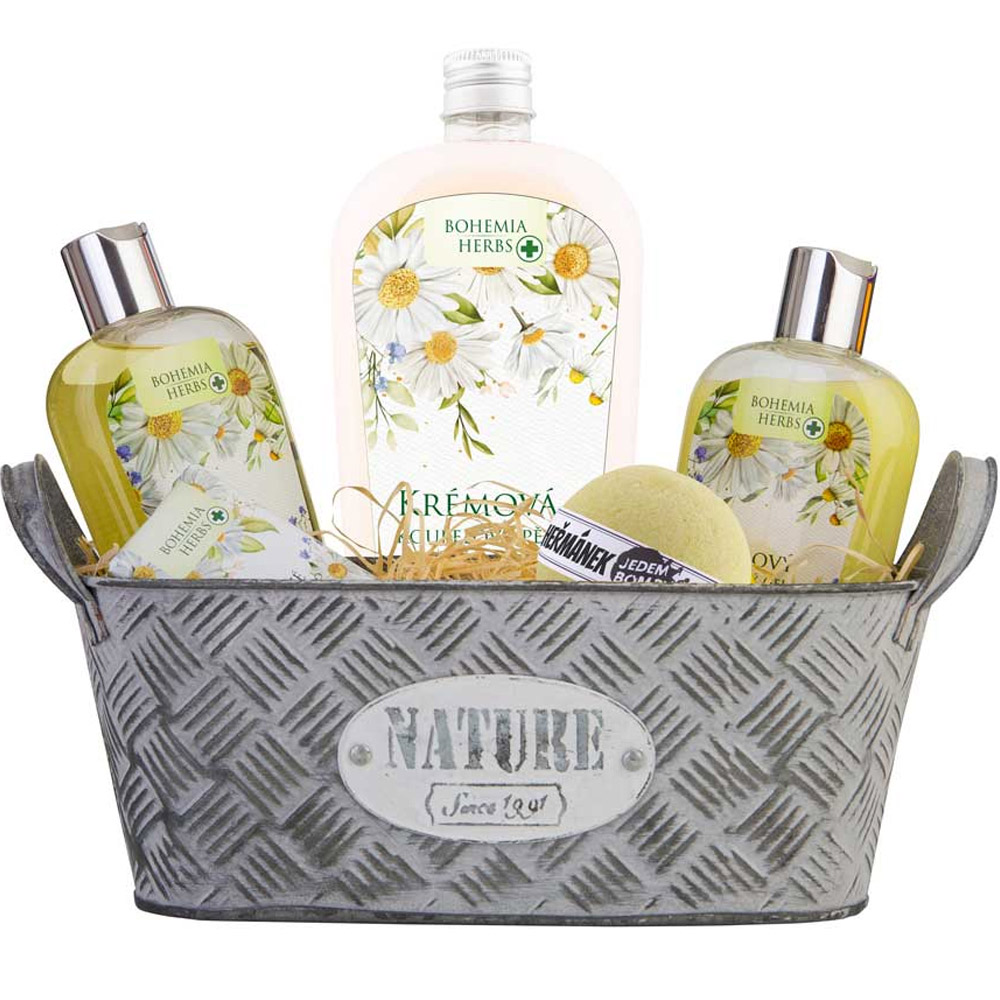 Plechový dárkový koš – heřmánek