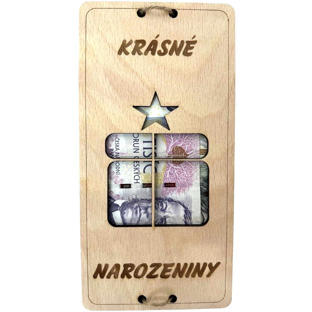 Dřevěná obálka - Krásné narozeniny