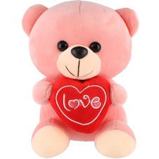Medvídek sedící se srdíčkem plyš 19cm