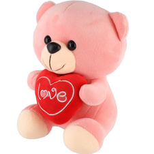 Medvídek sedící se srdíčkem plyš 19cm