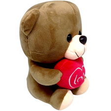 Medvídek sedící se srdíčkem plyš 19cm - hnědý