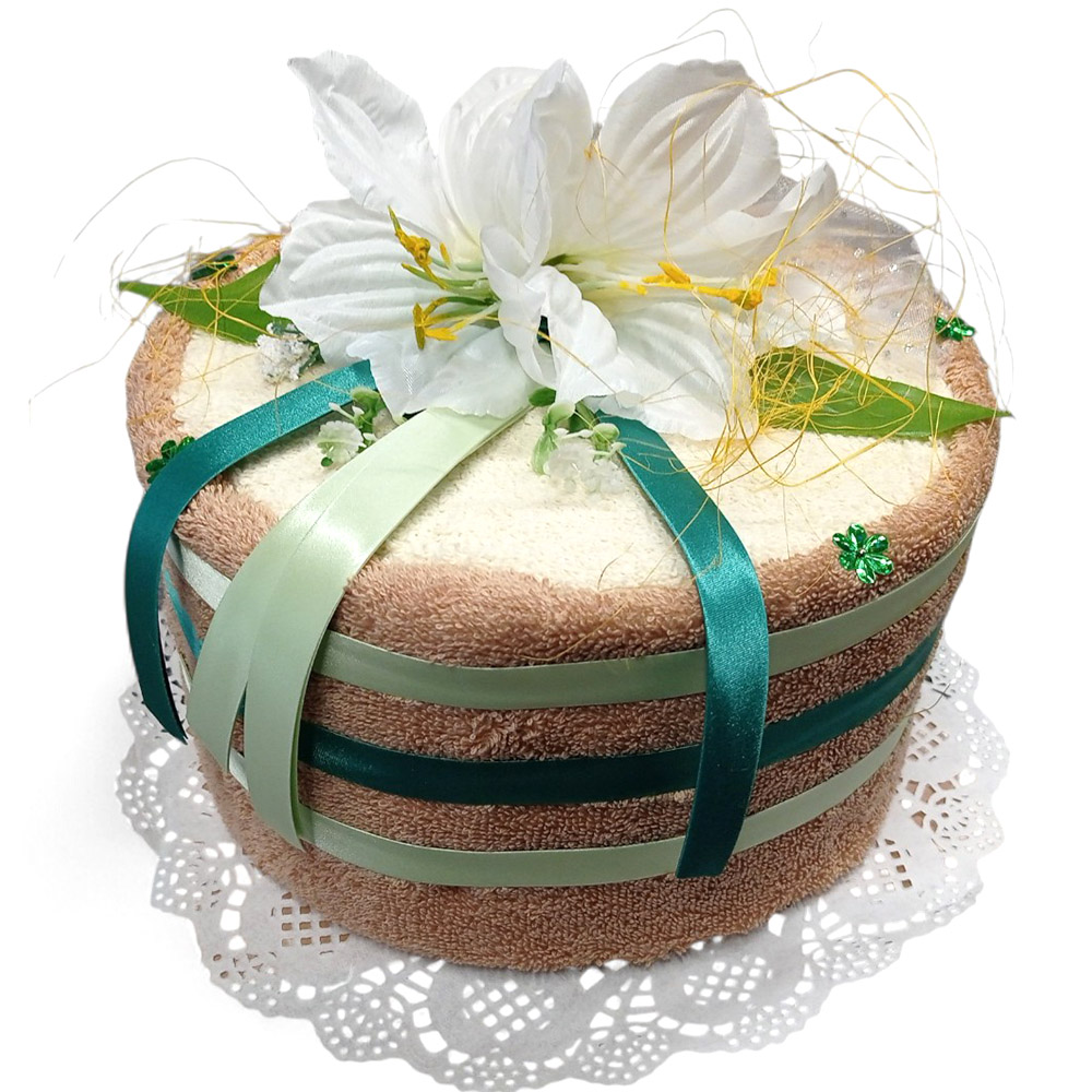 Jednopatrový textilní dort - Bílá lilie