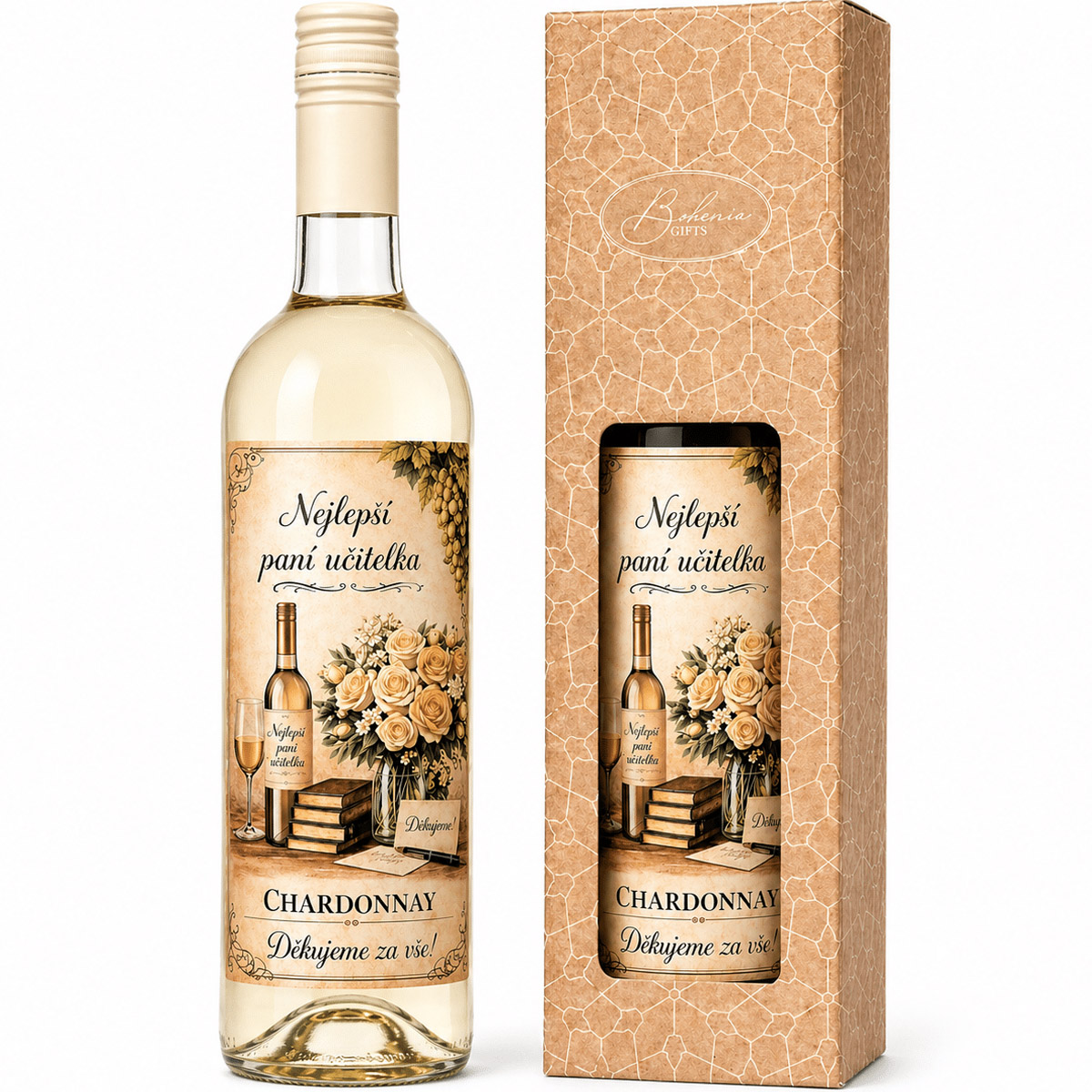 Dárkové bílé víno pro učitelku 0,75 l – Chardonnay