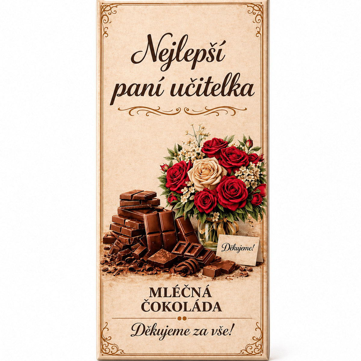 Nejlepší paní učitelka - mléčná čokoláda 100 g (květina)