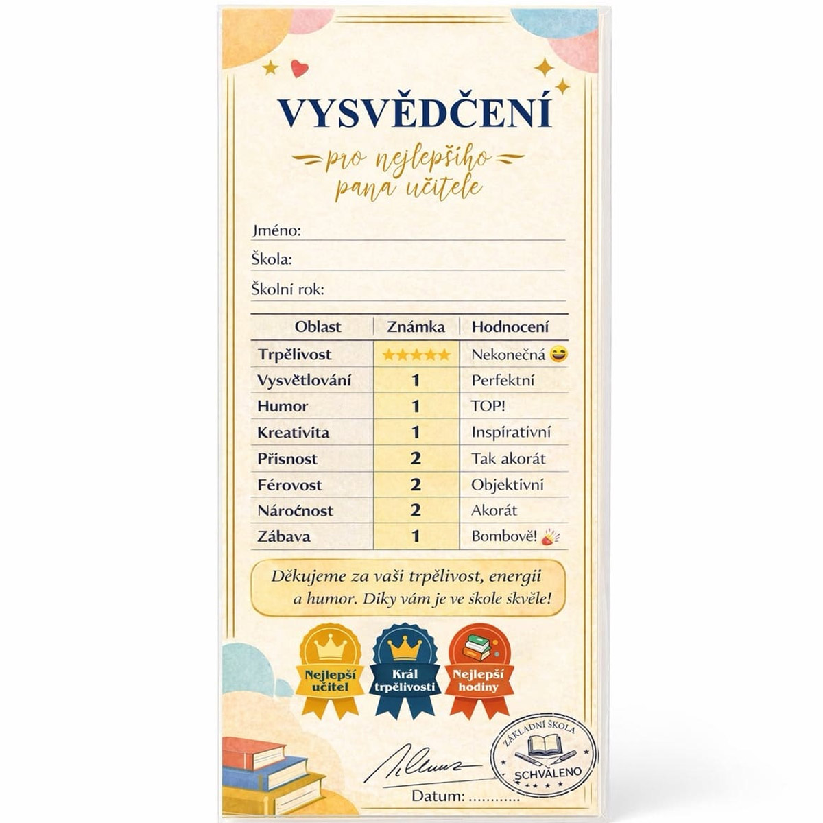 Vysvědčení pro učitele - mléčná čokoláda 100 g