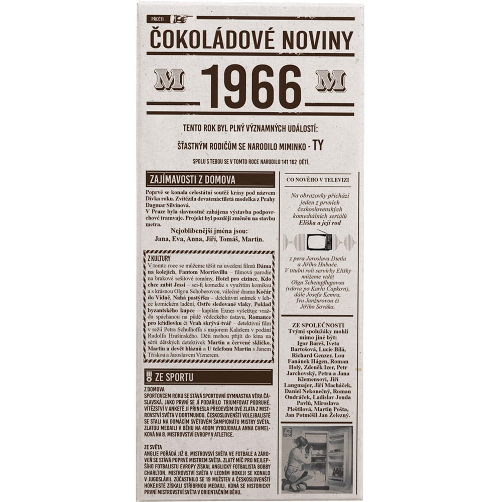 Mléčná čokoláda pro rok narození 1966