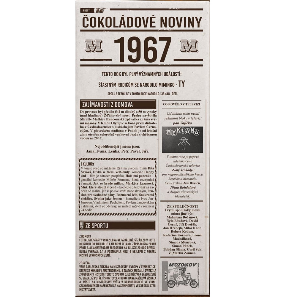 Mléčná čokoláda pro rok narození 1976