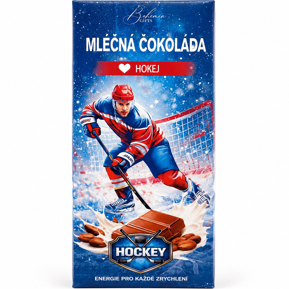 Dárková mléčná čokoláda 100 g – HOKEJ