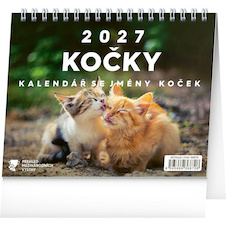 Kalendář 2027 stolní: Kočky - se jmény koček