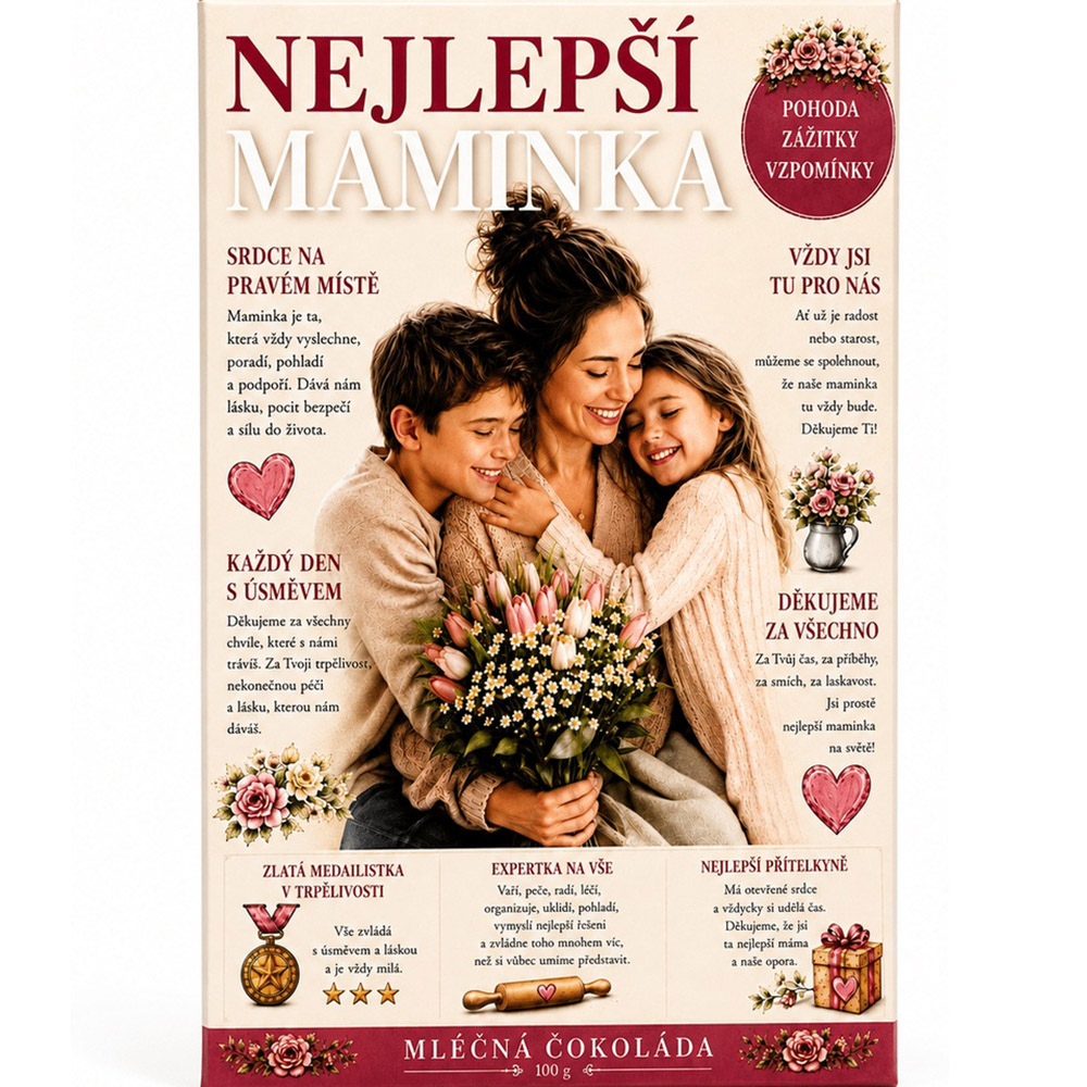 Dárková mléčná čokoláda – Nejlepší maminka