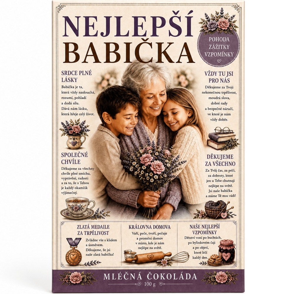 Dárková mléčná čokoláda – Nejlepší babička