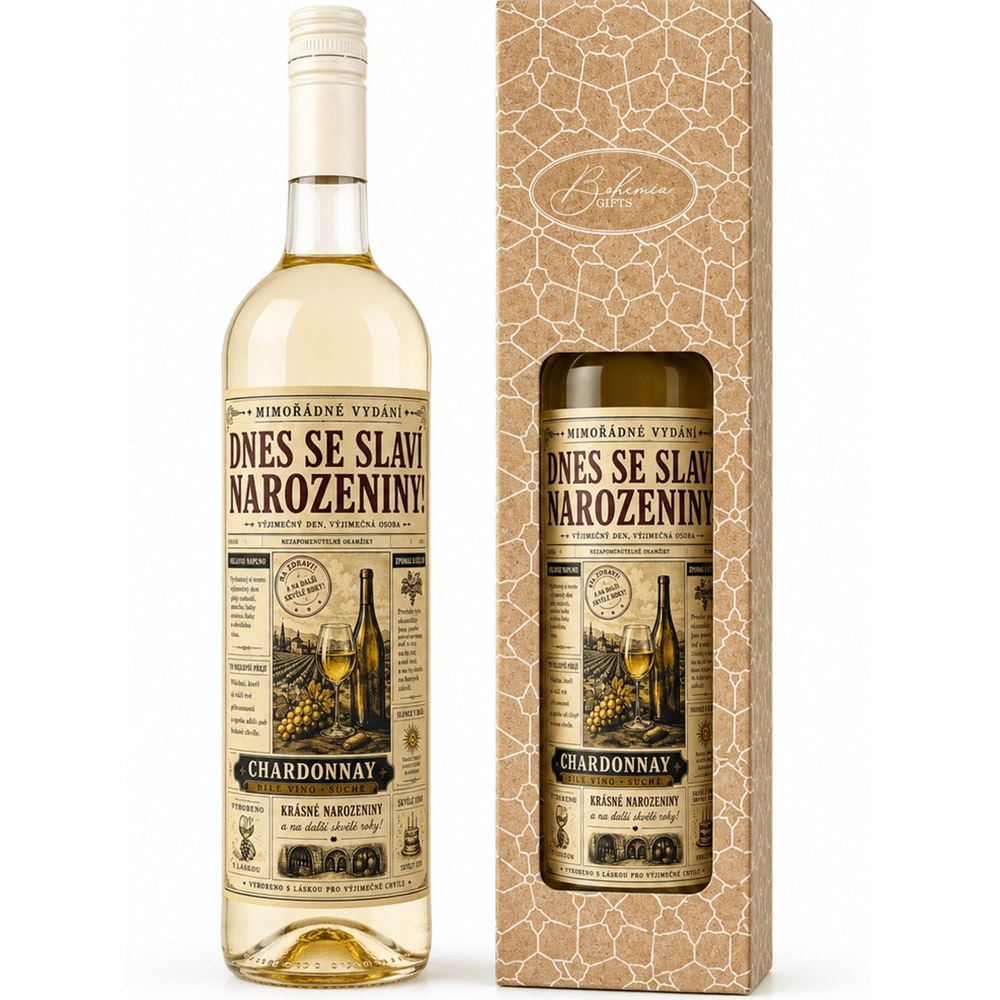 Dárkové bílé víno 0,75 l – Dnes se slaví narozeniny