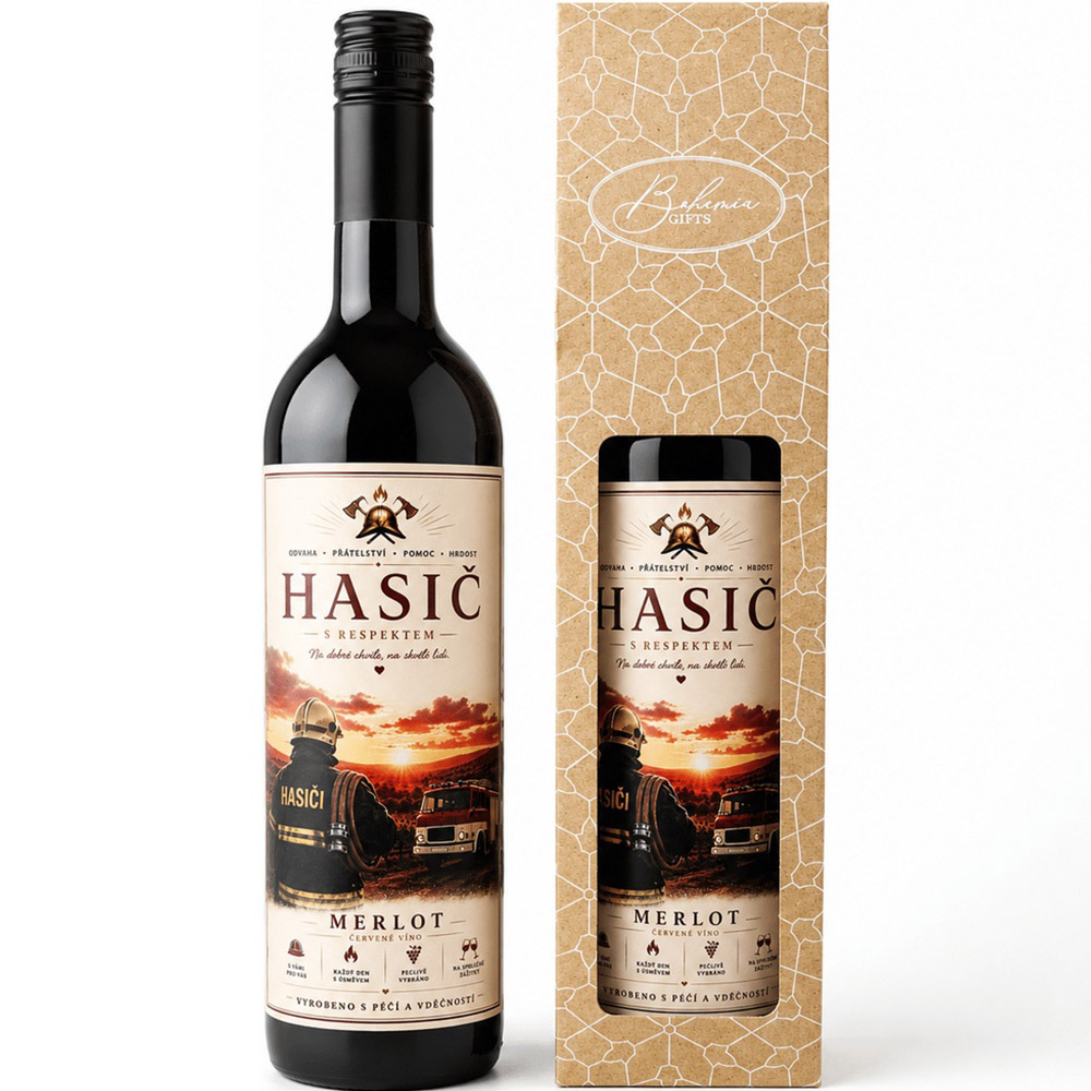 Dárkové červené víno 0,75 l pro hasiče