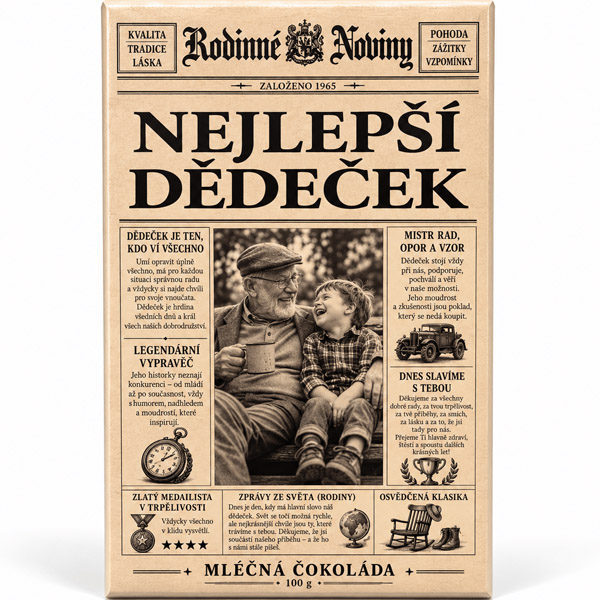 Dárková mléčná čokoláda – Nejlepší dědeček