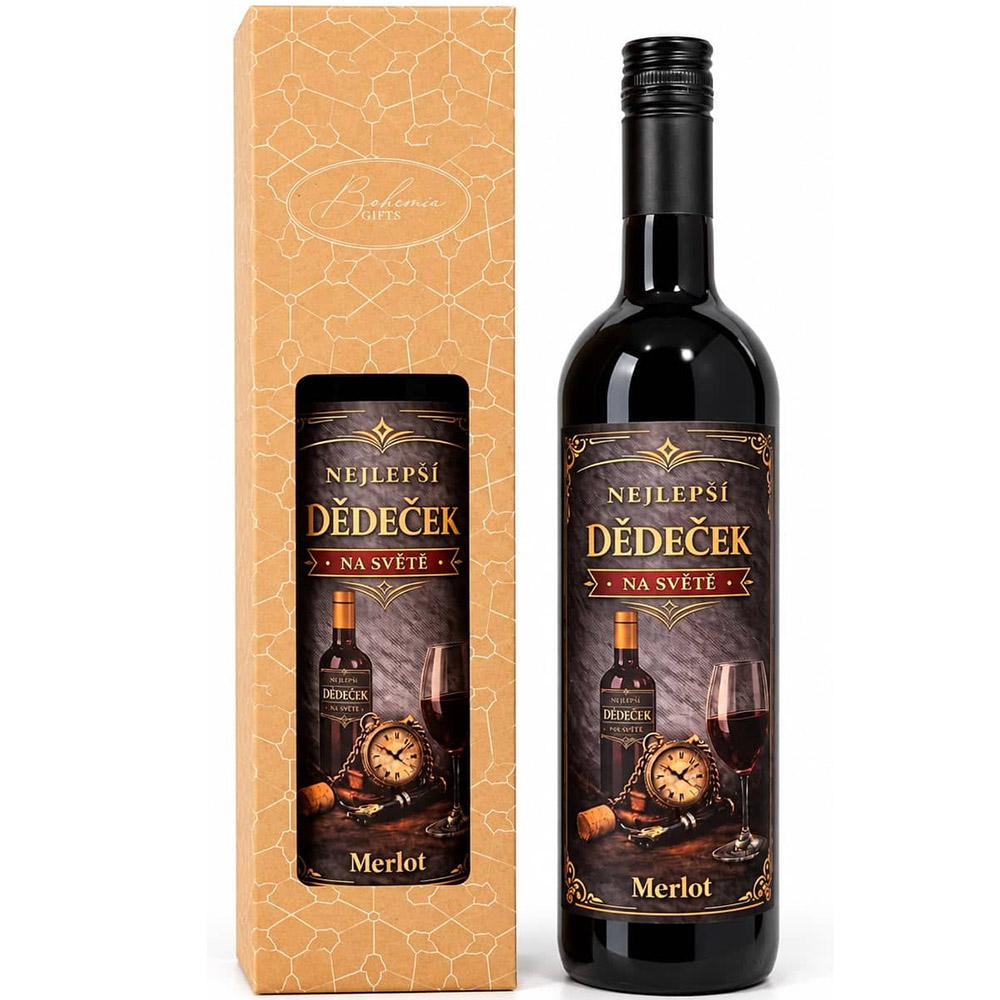 Dárkové červené víno 0,75 l Nejlepší dědeček
