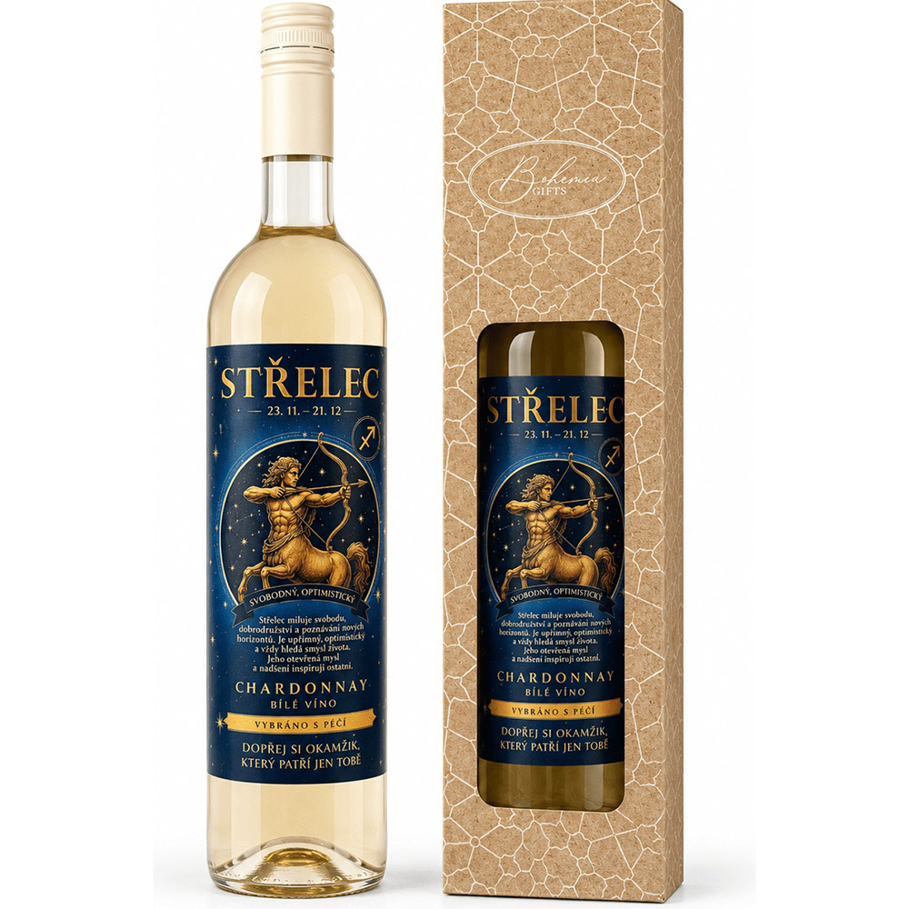 Dárkové bílé víno 0,75 l Chardonnay STŘELEC