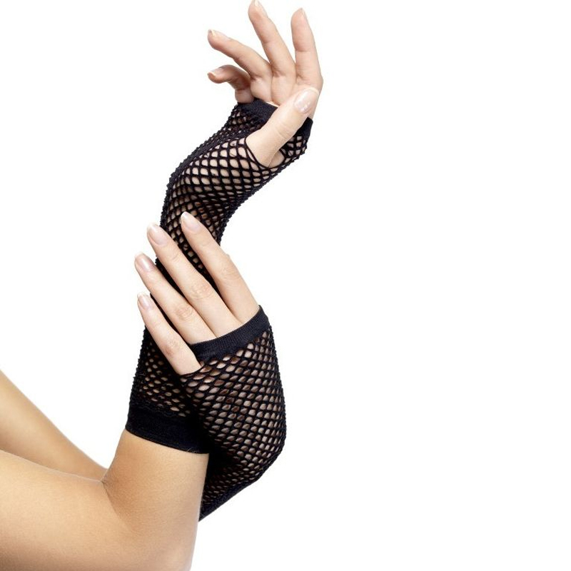Dámské rukavičky bez prstů - síťované černé