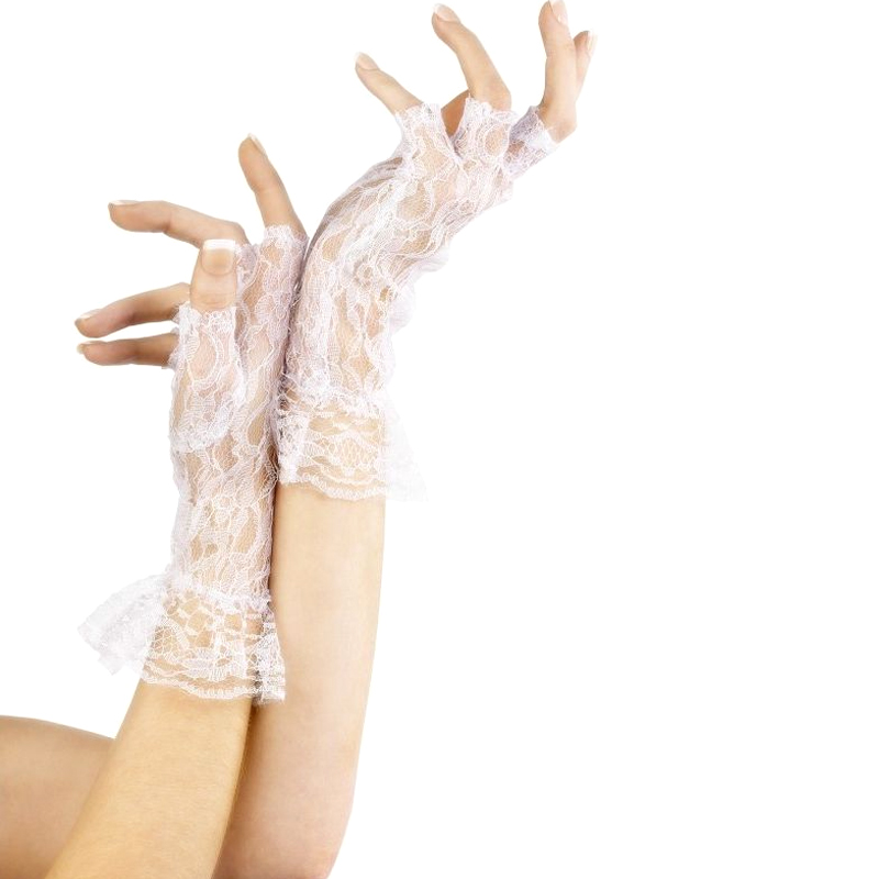 Dámské krajkové rukavičky bílé bez prstů