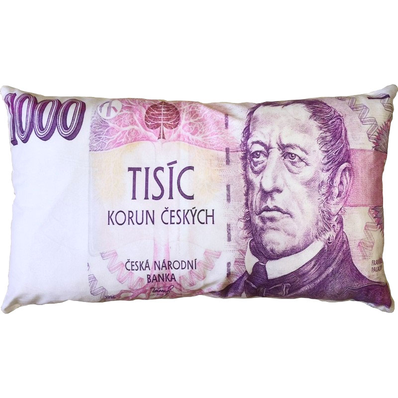 Polštářek s bankovkou - tisíc korun