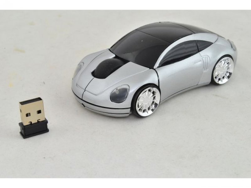 Bezdrátová počítačová myš - Stříbrné auto