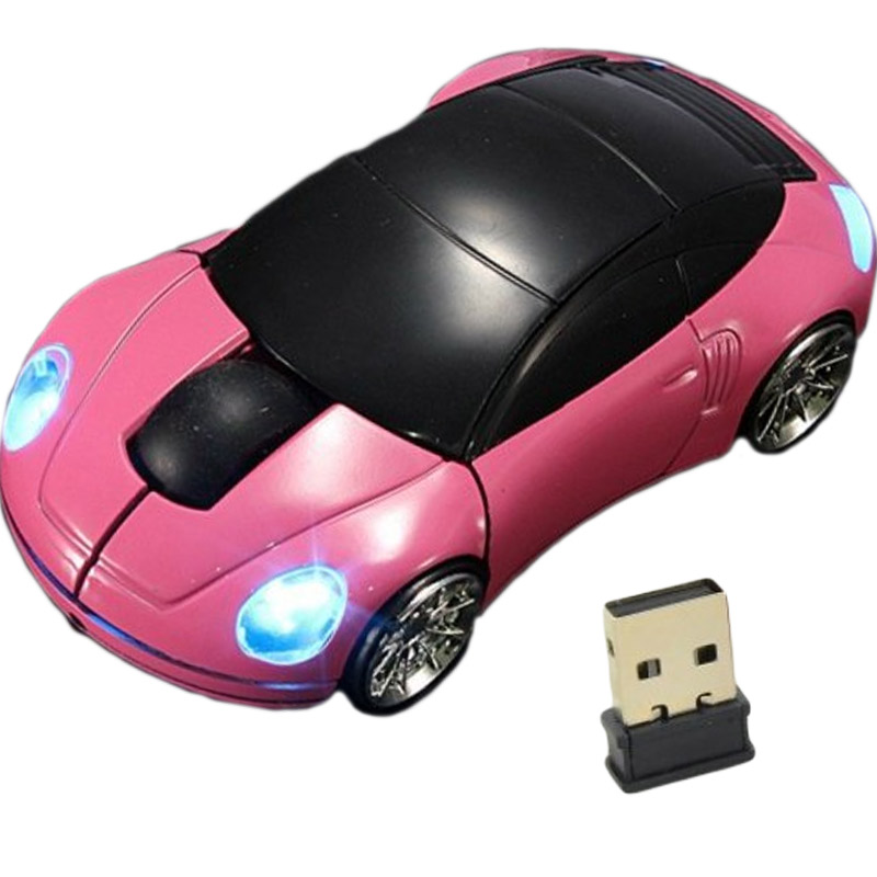 Bezdrátová počítačová myš - Růžové auto