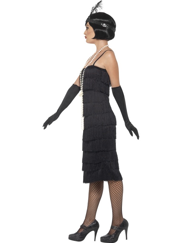 Dámské retro šaty s třásněmi - černé