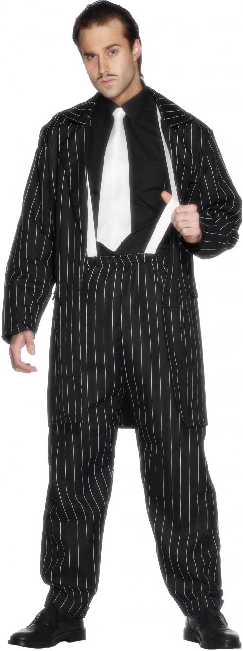 Pánský retro kostým - černý oblek s pruhy